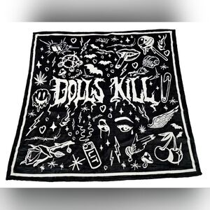 RARE Dolls Kill Super Soft Merch Black & White DK Logo Throw Blanket NEW
